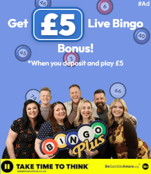 Open to new players. £5 Live Bingo Bonus Credit. Promotion Period 04-12-2025 - 11-01-2027. 1x Wagering Requirement, 7 days expiry upon redemption. Available to play on all Live Bingo products. All Roulette games are excluded from contributing to the promotions. One claim per player.