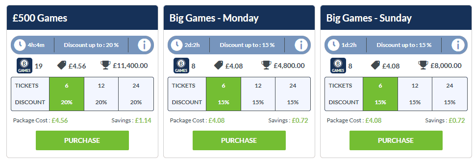 coral packages, discounted bingo tickets