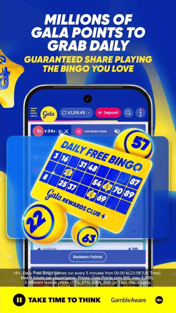 gala bingo - gala points - daily free bingo